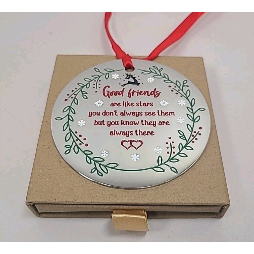 Joycuff  Christmas Ornament Stainless Steel "Good Friends" 3"